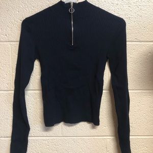 GARAGE navy blue sweater with zip. NWT